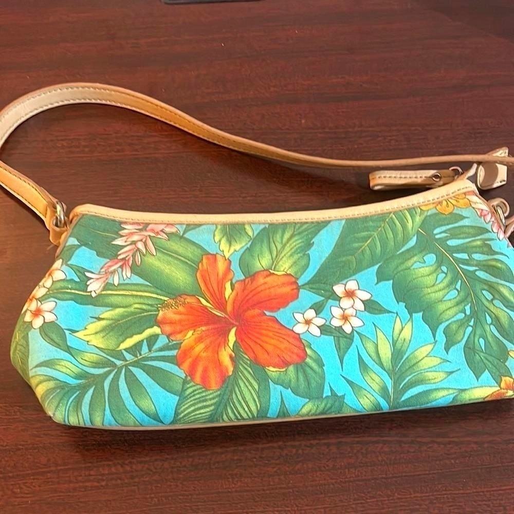 Relic Tropical Floral Hibiscus Turquoise Shoulder Bag Baguette Purse Summer Y2K